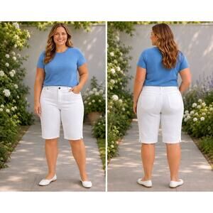 Talbots White Denim Capri Jeans Women's 20W Classic Fit Stretch Crop Pants